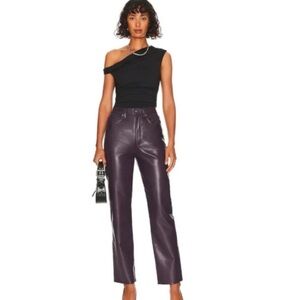 AGOLDE 90s Pinch Waist Recycled Leather Pants High Rise Night Shade NEW Sz 25